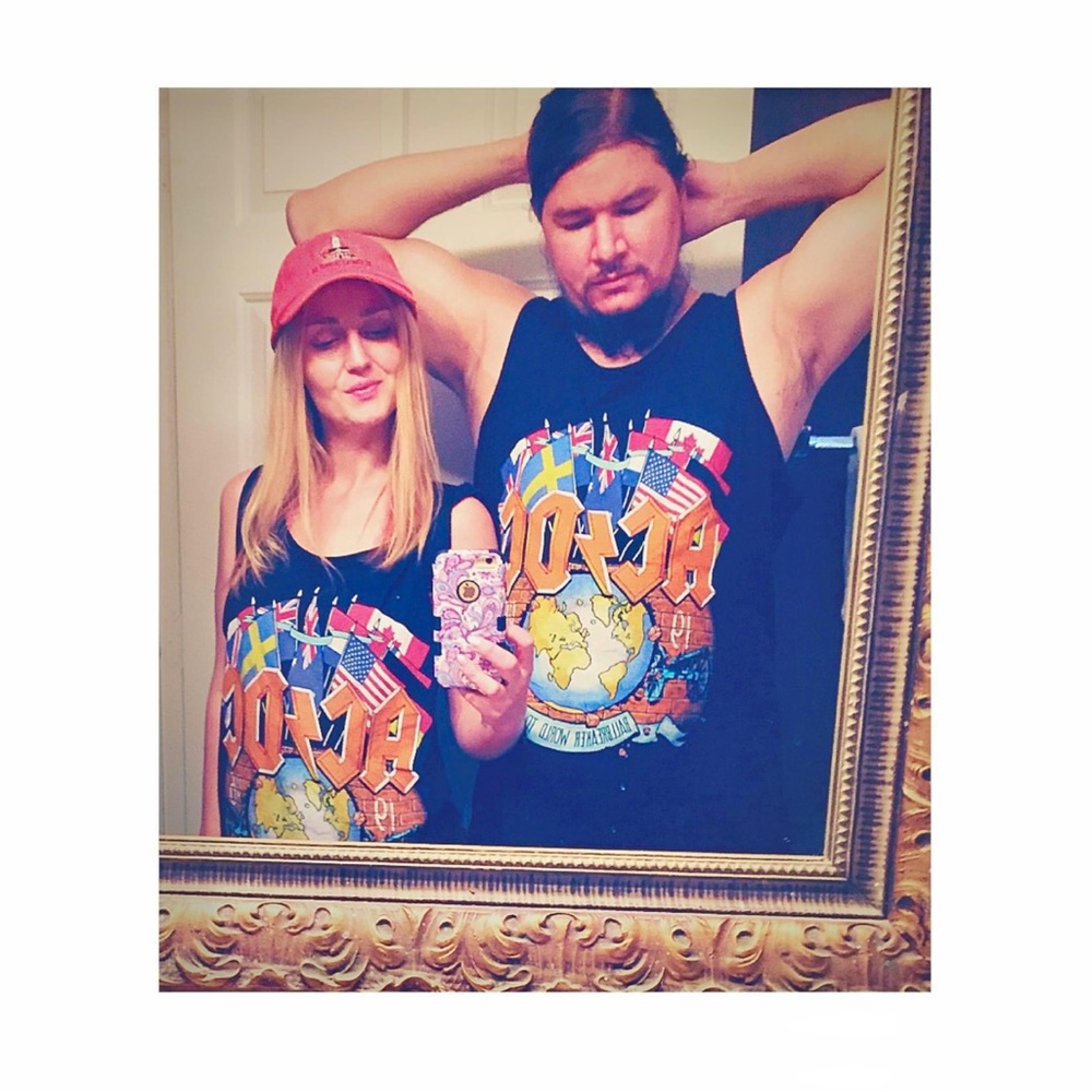 Matching his and hers ACDC tanks 🖤